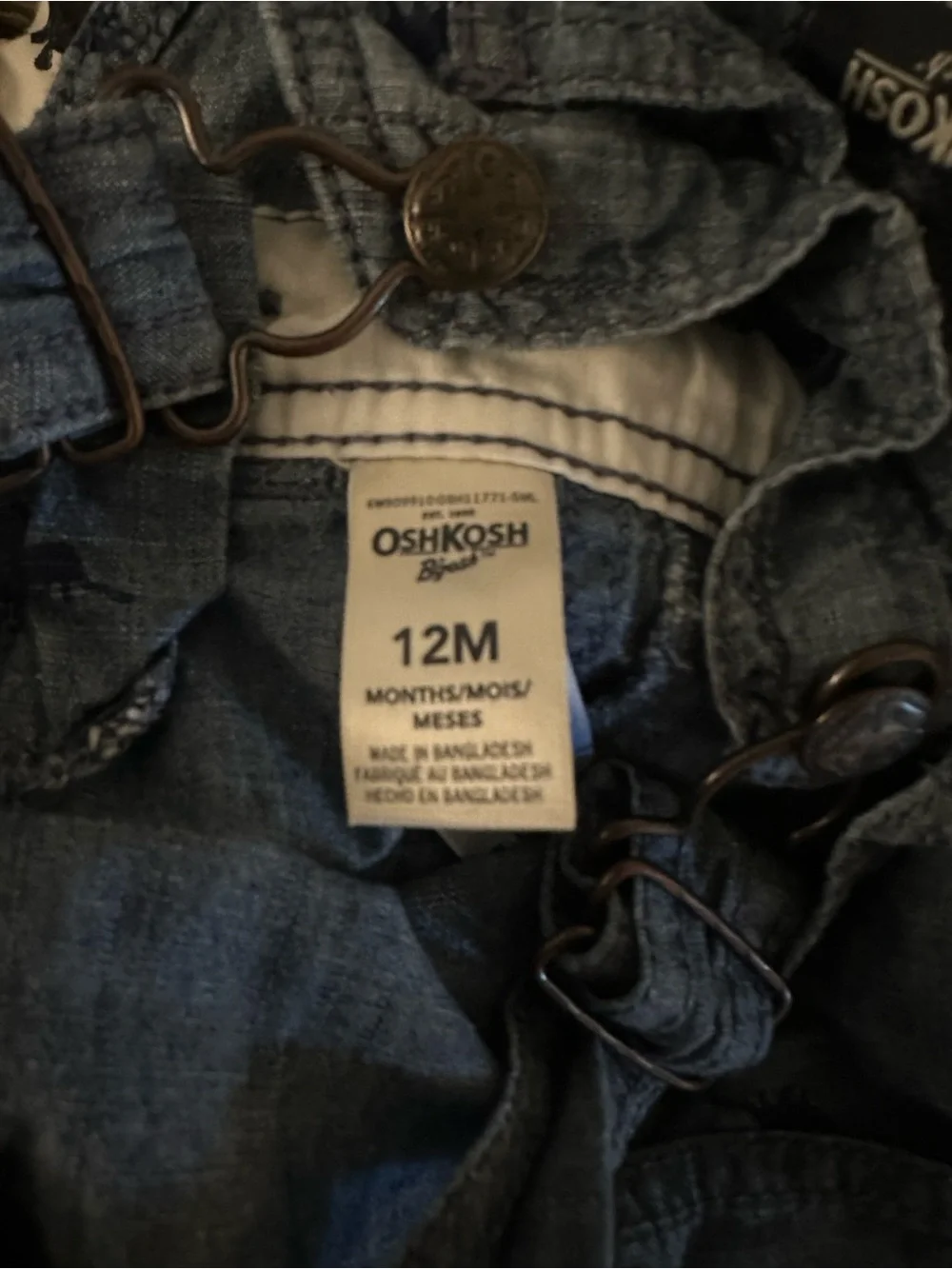 OshKosh B'gosh Indigo Wash Kids Baby Overalls with Dino Prints